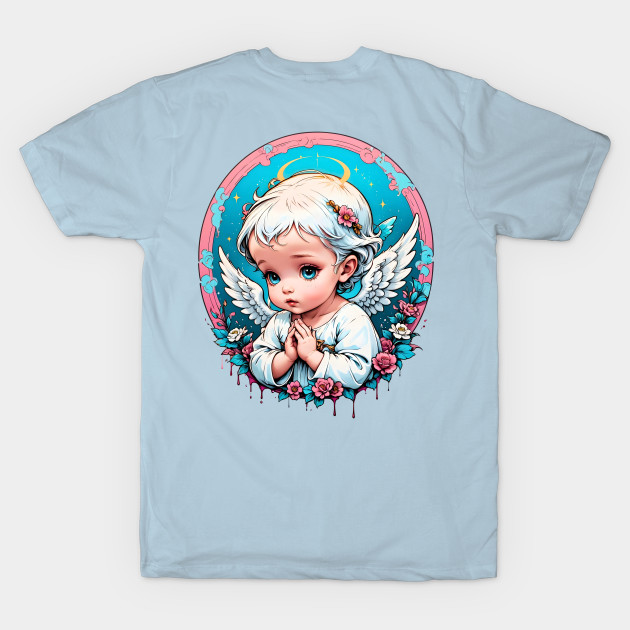 Praying Baby Boy Angel Cherub comic retro vintage by Neon City Bazaar